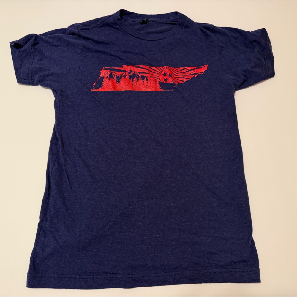 TULTEX Tennessee State Graphic Tee XS Heather Navy Red TN Outline Shirt